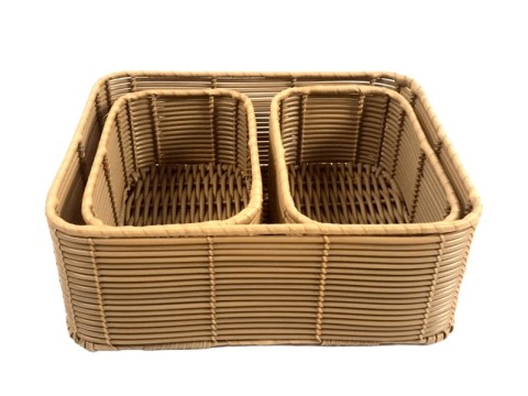 Professional-grade Rectangular PE Storage Baskets with Binding Weave